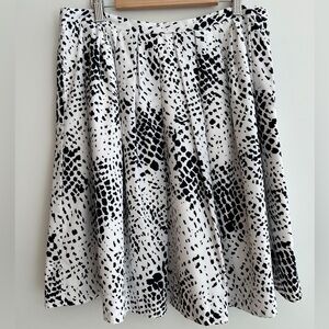 PINK TARTAN Skirt Abstract Black & White Pleated Flared A Line Party Event Chic